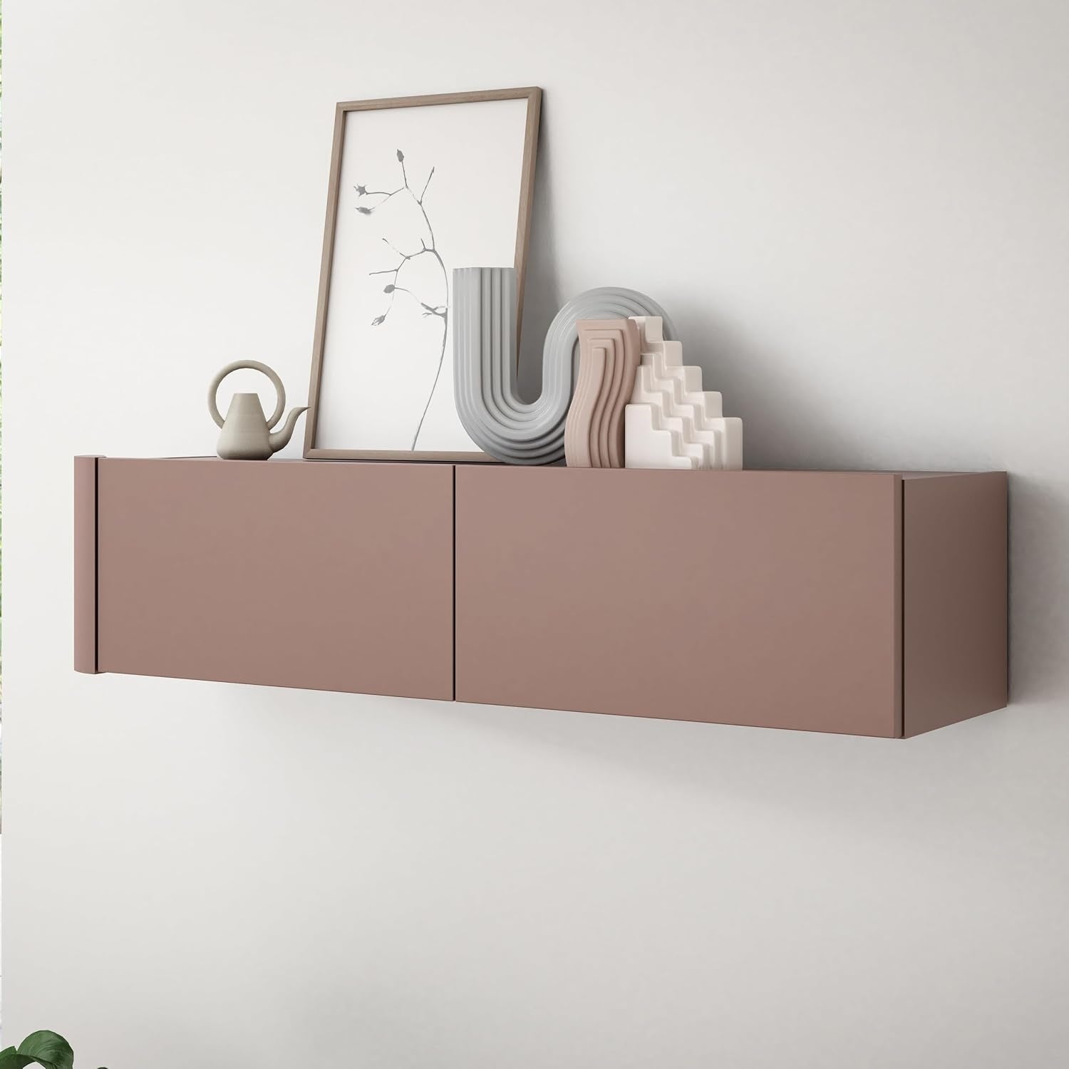 Hangeschrank mit 2 Turen aus Holzwerkstoff in Terrakotta, 128,6 ¡Á 30,1 ¡Á 34