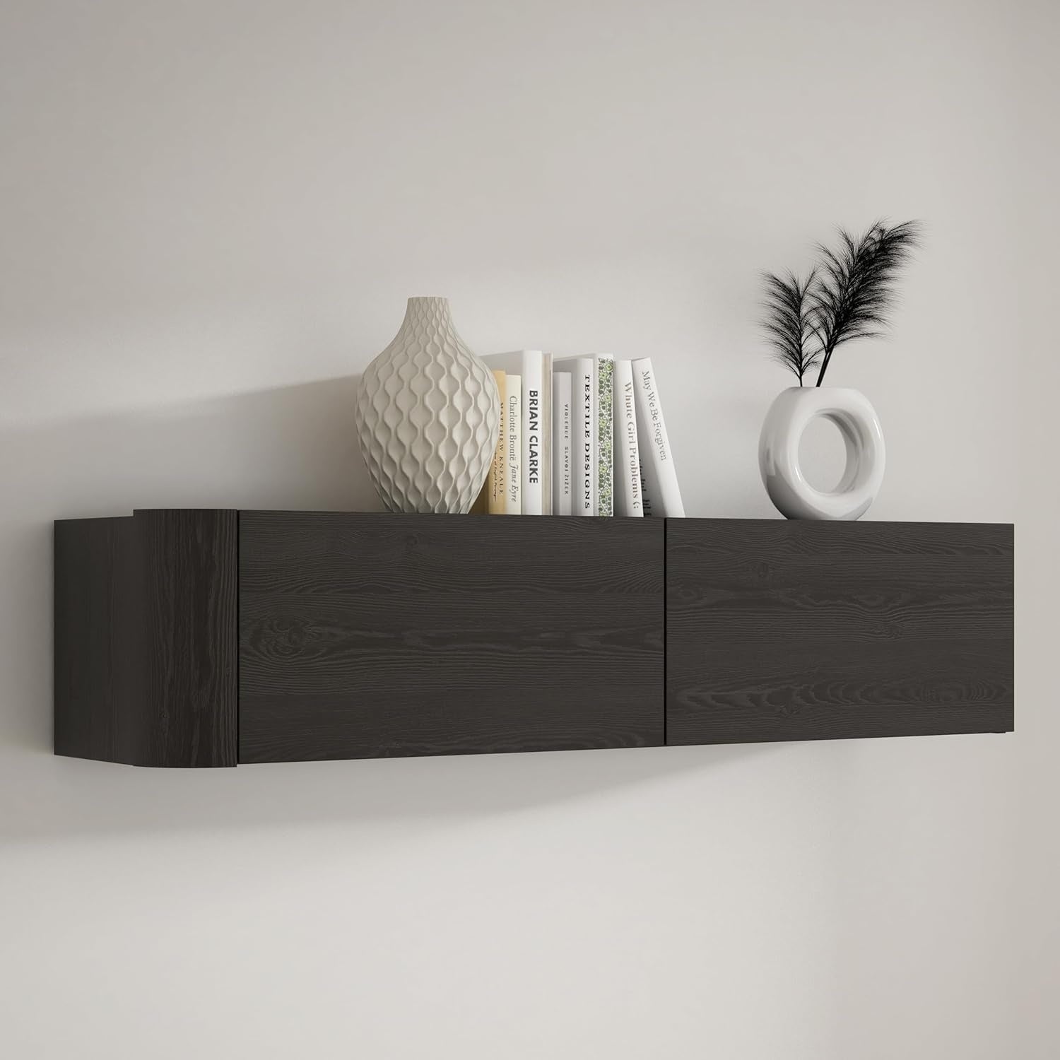 Hangeschrank mit 2 Turen aus Holzwerkstoff in Schwarz, 128,6 ¡Á 30,1 ¡Á 34