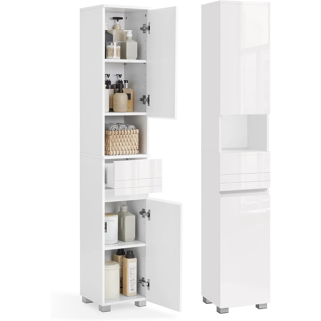 Badezimmerschrank mit Schublade, offenem Fach und verstellbaren Einlegeboden, 30 ¡Á 30 ¡Á 170 cm,